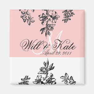 Bride & Groom Elegant Monogram Magnet