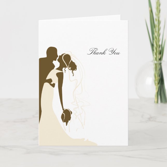 Bride & Groom Embrace - Cream Thank You Card (Front)