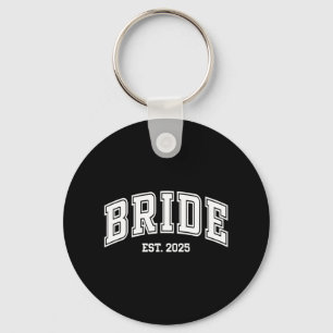 Bride Groom Est. 2025 Retro Just Married Couples W Key Ring