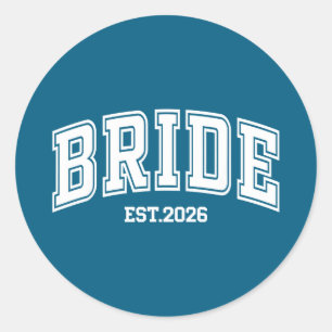 Bride groom est 2026 retro married couples wedding classic round sticker