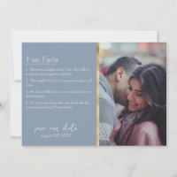 Bride & Groom Facts Photo on Dusty Blue