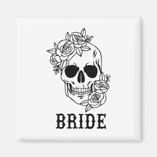 Bride Groom Floral Skull Halloween Wedding Bachelo Magnet