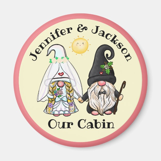 Bride & Groom Gnome Couple Cruise Door Marker Magnet (Front)