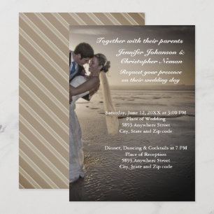 Bride & Groom Greyed Sunset Beach Wedding Invite