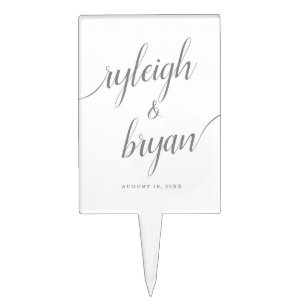 Bride & Groom Handwritten Calligraphy Wedding Cake Pick