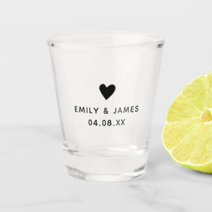 Bride Groom Heart Gift Engagement Wedding Favour Shot Glass