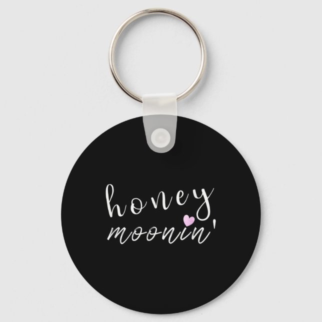 Bride Groom Honey Moonin Couples Wedding Funny Tee Key Ring (Front)