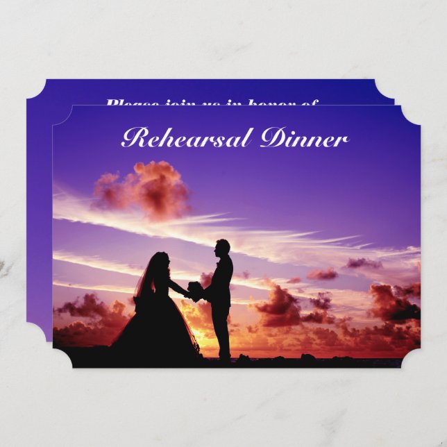 Bride & Groom in Sunset Rehearsal Dinner Card (Front/Back)