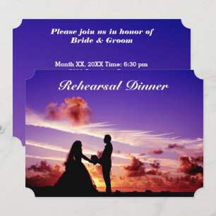 Bride & Groom in Sunset Rehearsal Dinner Card