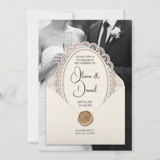 Bride Groom Lace Envelope Wedding Invitation