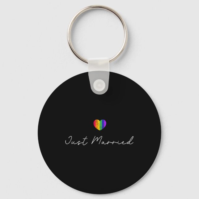 Bride Groom Lgbtq Bachelor Party Wedding Tee - Bla Key Ring (Front)