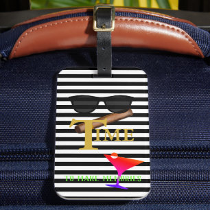 BRIDE & Groom Martini Cigar Bon Voyage Travel Luggage Tag