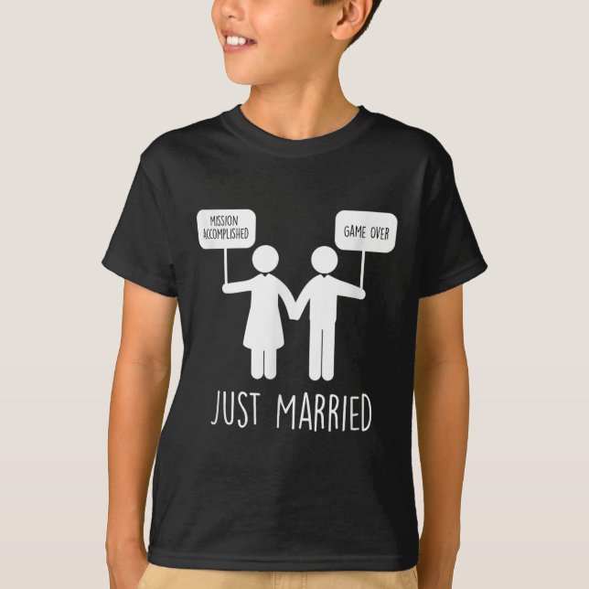 Bride Groom Minimal Line For Him &amp; Her Funny M T-Shirt (Front)