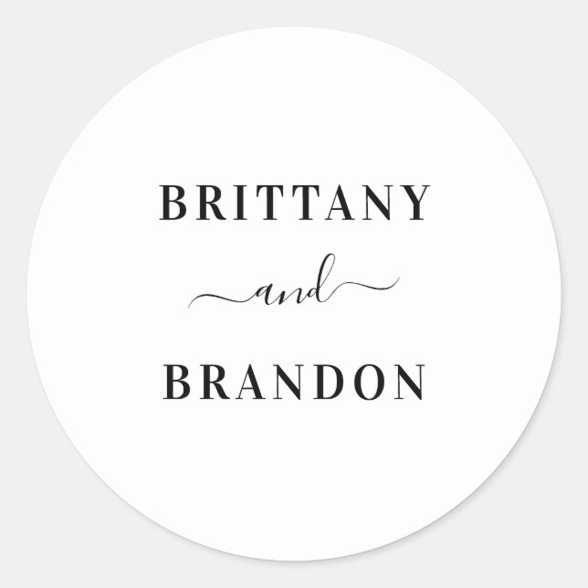 Bride & Groom Modern Wedding Favour Seal (Front)