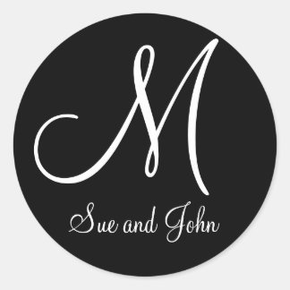 Bride & Groom Monogram M Black and White Seal