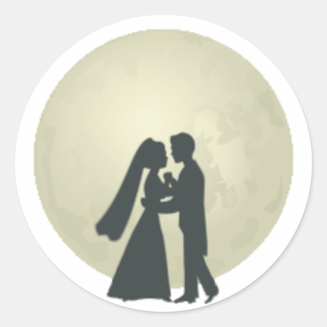 Bride & Groom Moonlight Dance Classic Round Sticker (Front)