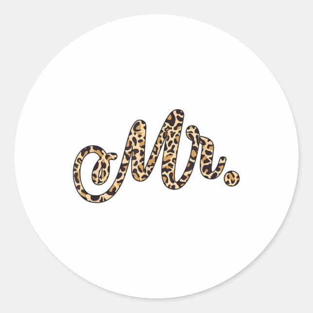 Bride Groom Mr Leopard Print Wedding Matching Coup Classic Round Sticker (Front)