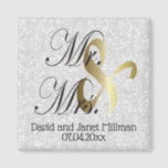 Bride & Groom | Mr & Mrs Wedding Keepsake Magnet<br><div class="desc">Wedding Day Favour Magnets. A Wedding Day Keepsake from the Bride and Groom ready to personalise. If need be... you can delete all text and start fresh with your own text, colour and font choices with the Zazzle design tool area. ✔Note: Not all template areas need changed. 📌If you need...</div>