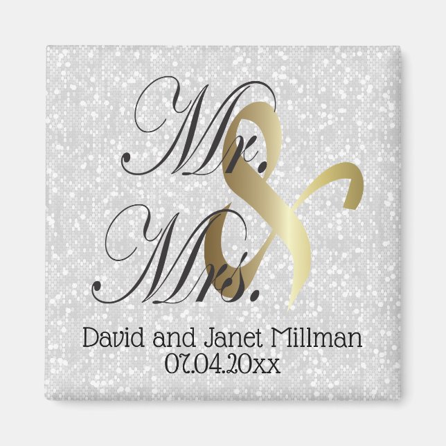 Bride & Groom | Mr & Mrs Wedding Keepsake Magnet (Front)