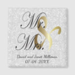 Bride & Groom | Mr & Mrs Wedding Keepsake Magnet<br><div class="desc">Wedding Day Favour Magnet. A Wedding Day Keepsake from the Bride and Groom ready to personalise. ✔Note: Not all template areas need changed. 📌If you need further customisation, please click the "Click to Customise further" or "Customise or Edit Design" button and use our design tool to resize, rotate, change text...</div>