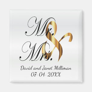 Bride & Groom   Mr & Mrs Wedding Keepsake Magnet