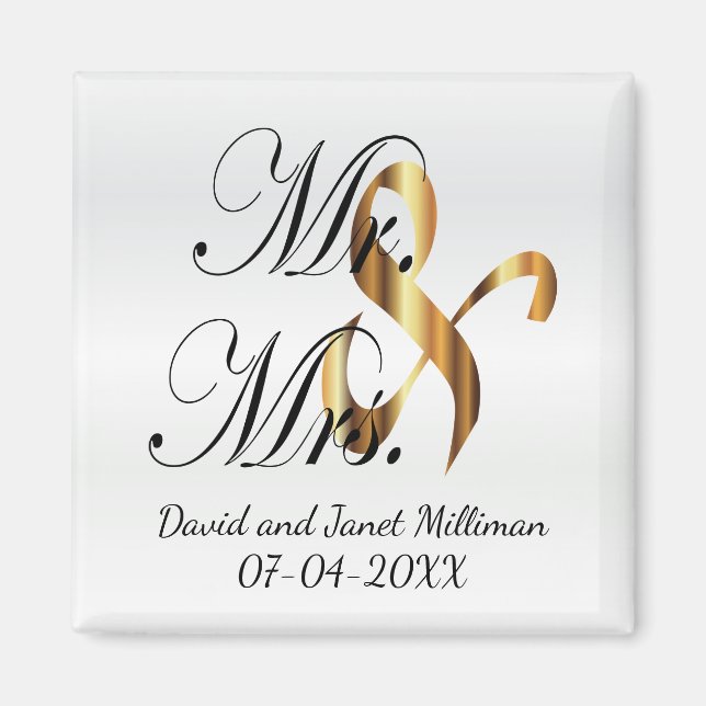 Bride & Groom | Mr & Mrs Wedding Keepsake Magnet (Front)