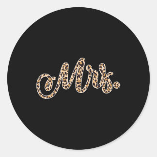 Bride Groom Mrs Leopard Print Wedding Matching Cou Classic Round Sticker