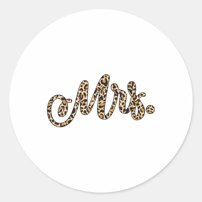 Bride Groom Mrs Leopard Print Wedding Matching Cou Classic Round Sticker (Front)