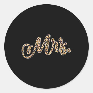 Bride Groom Mrs Leopard Print Wedding Matching Cou Classic Round Sticker
