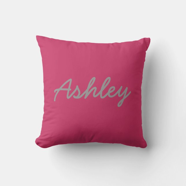 Bride Groom Names Reversible Pink Grey Cushion (Front)