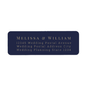 Bride Groom Navy Elegant Wedding Return Address