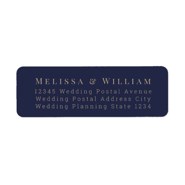 Bride Groom Navy Elegant Wedding Return Address (Front)