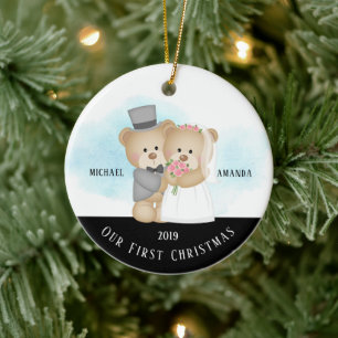 Bride & Groom Our First Christmas Ceramic Tree Decoration