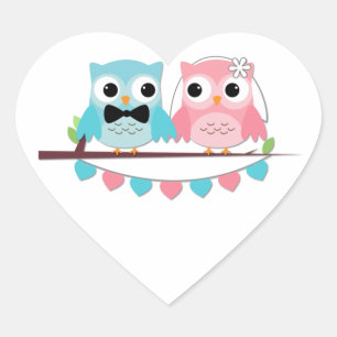 Bride, Groom Owl Sticker