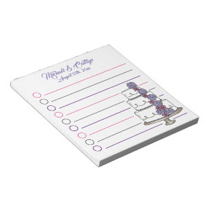 Bride Groom Personalised Floral Cake Wedding Favou Notepad
