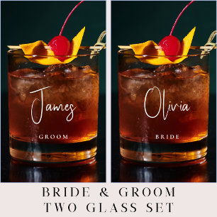 Bride Groom Personalised Wedding Whiskey Glass