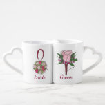 Bride Groom Pink Rose Wedding Flower Couples Mug<br><div class="desc">Features an original marker illustration of a bridal bouquet and a groom's boutonniere. Perfect for engagements,  weddings,  bridal showers,  bachelorette parties and more! 

Designer is available to create and upload custom designs to match the colours and themes of your wedding--click "Ask this Designer" to begin the design process!</div>