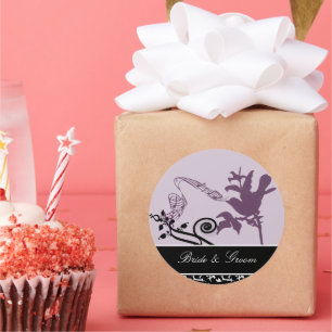 Bride & Groom Plum Vintage Chirping Bird Sticker