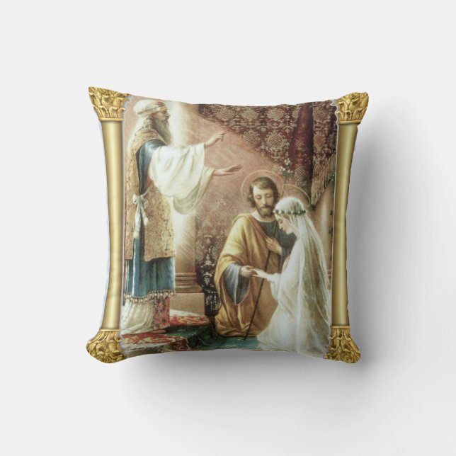 Bride & Groom Priest Wedding Engagement Cushion (Front)