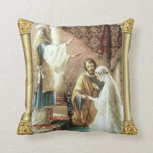 Bride & Groom Priest Wedding Engagement Cushion
