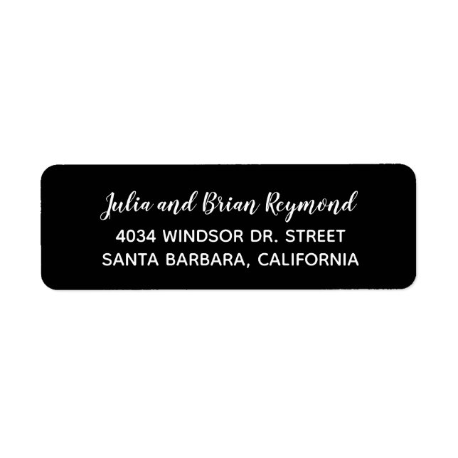 bride groom return address labels / black (Front)