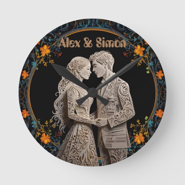Bride & Groom Royal Classic Round Clock (Front)