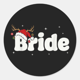 Bride Groom Santa Couples Christmas Outfits Xmas P Classic Round Sticker
