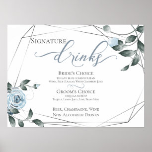 Bride Groom Signature Drinks Bar Menu Sign 2