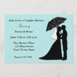 Bride Groom Silhouette Couples Shower Invitation