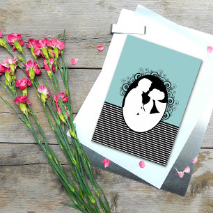 Bride & Groom Silhouettes Save the Date Cards