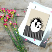 Bride & Groom Silhouettes Save the Date Cards