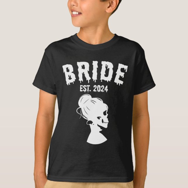 Bride Groom Skeleton Couples Matching Wedding Hall T-Shirt (Front)