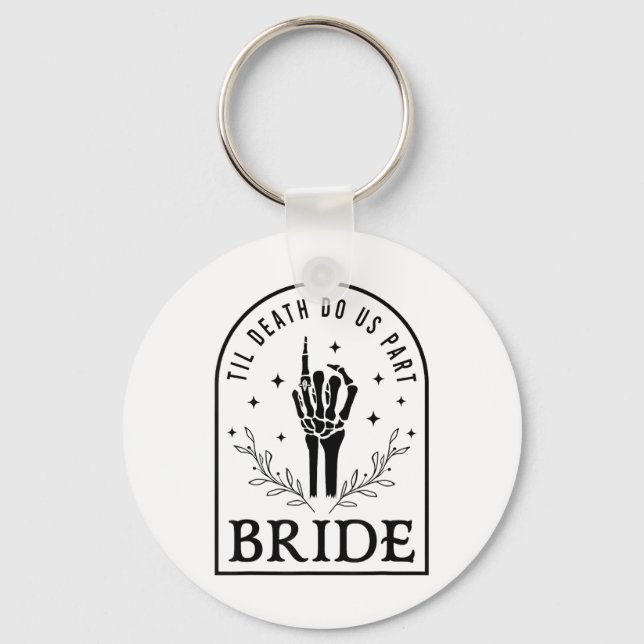 Bride Groom Skeleton Gothic Halloween Engagement W Key Ring (Front)