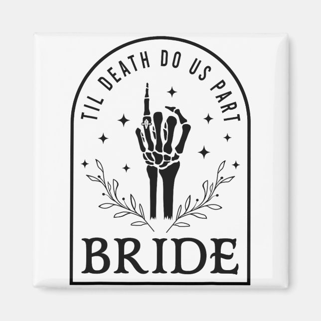 Bride Groom Skeleton Gothic Halloween Engagement W Magnet (Front)